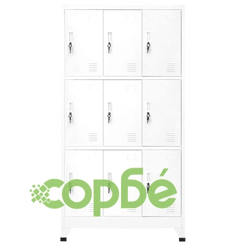 Заключващ се шкаф с 9 отделения, стомана, 90x45x180 см, сив  ➤ топ цена ➤ sorbe.bg