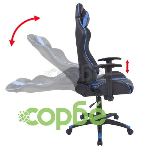 Офис рейсинг стол, накланящ се, изкуствена кожа, син ➤ топ цена ➤ sorbe.bg