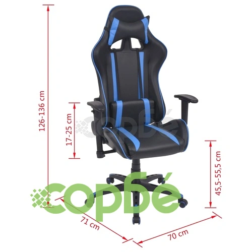 Офис рейсинг стол, накланящ се, изкуствена кожа, син ➤ топ цена ➤ sorbe.bg