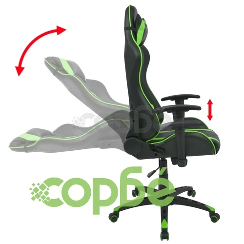 Офис рейсинг стол, накланящ се, изкуствена кожа, зелен ➤ топ цена ➤ sorbe.bg