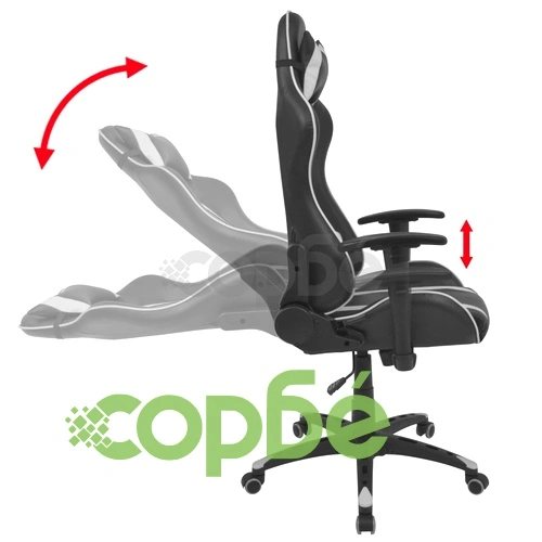 Офис рейсинг стол, накланящ се, изкуствена кожа, бял ➤ топ цена ➤ sorbe.bg