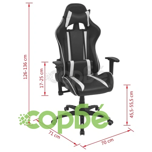 Офис рейсинг стол, накланящ се, изкуствена кожа, бял ➤ топ цена ➤ sorbe.bg