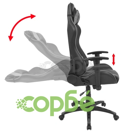 Офис рейсинг стол, накланящ се, изкуствена кожа, сив ➤ топ цена ➤ sorbe.bg