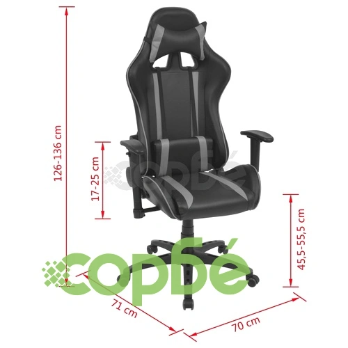 Офис рейсинг стол, накланящ се, изкуствена кожа, сив ➤ топ цена ➤ sorbe.bg