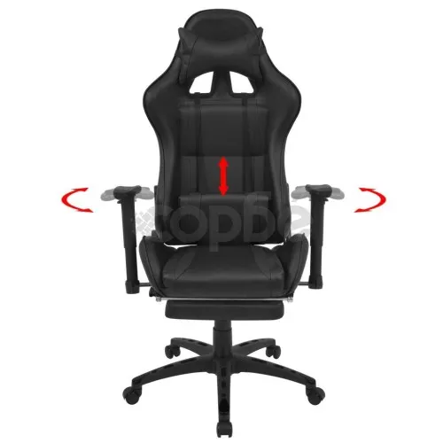 Офис рейсинг стол, накланящ се, с подложка за крака, черен ➤ топ цена ➤ sorbe.bg