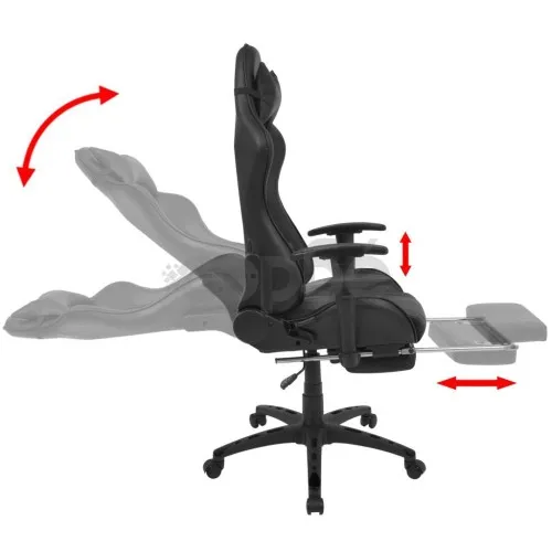 Офис рейсинг стол, накланящ се, с подложка за крака, черен ➤ топ цена ➤ sorbe.bg