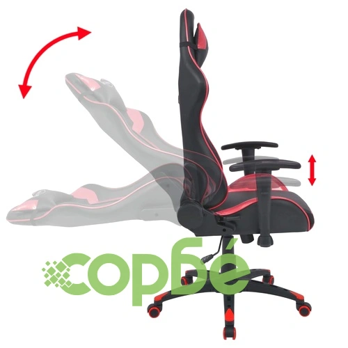 Офис стол, накланящ се, изкуствена кожа, червен ➤ топ цена ➤ sorbe.bg