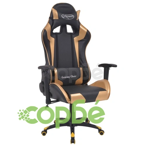 Офис стол, накланящ се, изкуствена кожа, златист ➤ топ цена ➤ sorbe.bg