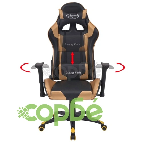 Офис стол, накланящ се, изкуствена кожа, златист ➤ топ цена ➤ sorbe.bg