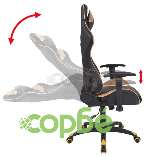 Офис стол, накланящ се, изкуствена кожа, златист ➤ топ цена ➤ sorbe.bg