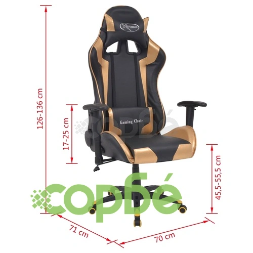 Офис стол, накланящ се, изкуствена кожа, златист ➤ топ цена ➤ sorbe.bg