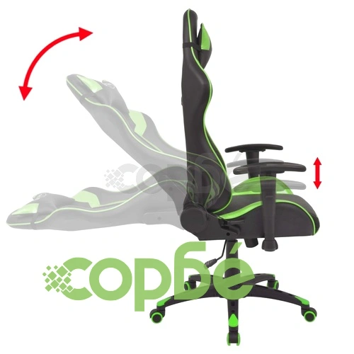 Офис стол, накланящ се, изкуствена кожа, зелен ➤ топ цена ➤ sorbe.bg