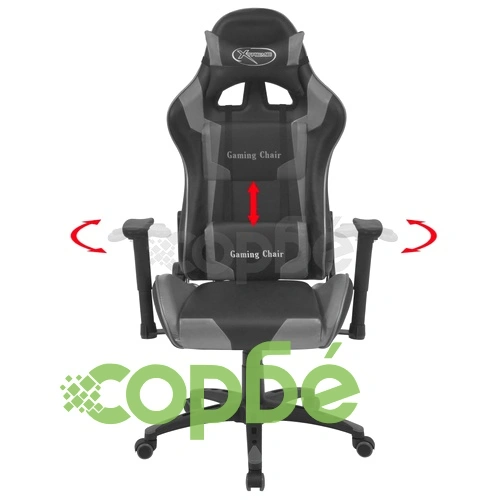 Офис стол, накланящ се, изкуствена кожа, сив ➤ топ цена ➤ sorbe.bg