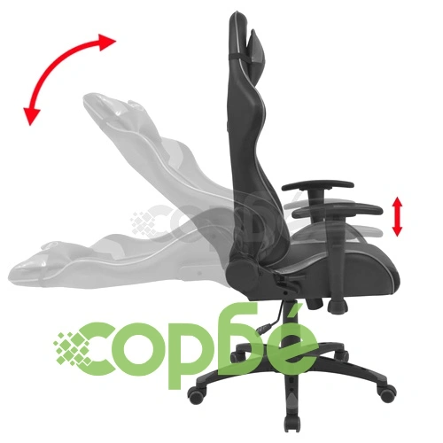 Офис стол, накланящ се, изкуствена кожа, сив ➤ топ цена ➤ sorbe.bg