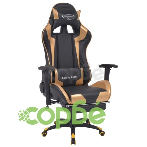 Офис стол, накланящ се, с подложка за крака, златист ➤ топ цена ➤ sorbe.bg