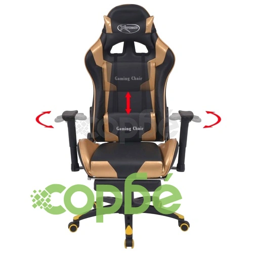 Офис стол, накланящ се, с подложка за крака, златист ➤ топ цена ➤ sorbe.bg