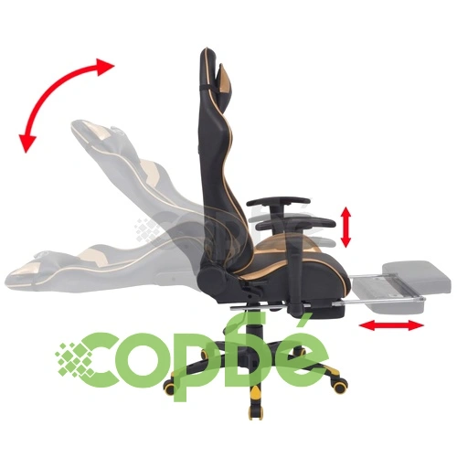 Офис стол, накланящ се, с подложка за крака, златист ➤ топ цена ➤ sorbe.bg