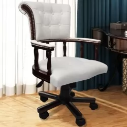 Въртящ офис стол, бял