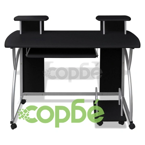 Мобилно бюро за компютър с изтеглящ плот за клавиатура, черно ➤ топ цена ➤ sorbe.bg