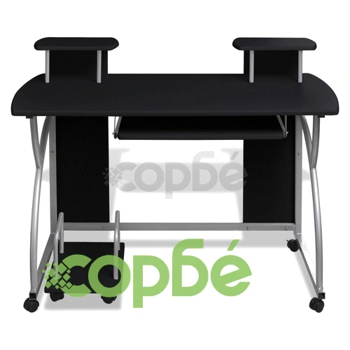 Мобилно бюро за компютър с изтеглящ плот за клавиатура, черно ➤ топ цена ➤ sorbe.bg