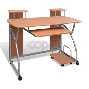 Мобилно бюро за компютър с изтеглящ плот за клавиатура, кафяво