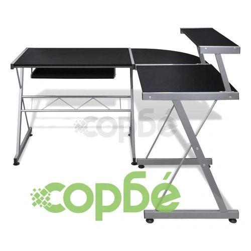Работно бюро за компютър с изтеглящ плот за клавиатура, черно ➤ топ цена ➤ sorbe.bg
