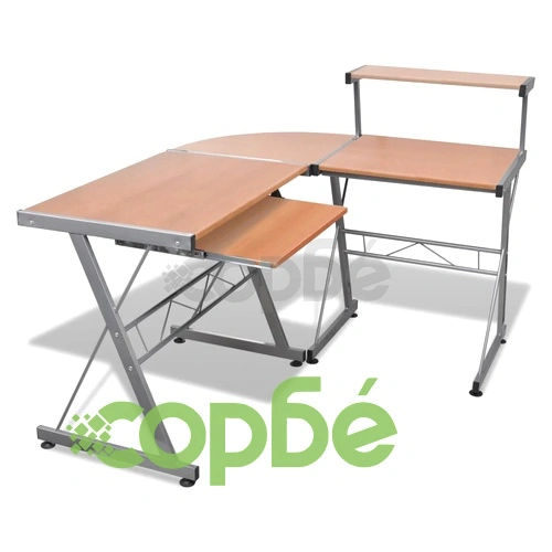 Работно бюро за компютър с изтеглящ плот за клавиатура, кафяво ➤ топ цена ➤ sorbe.bg