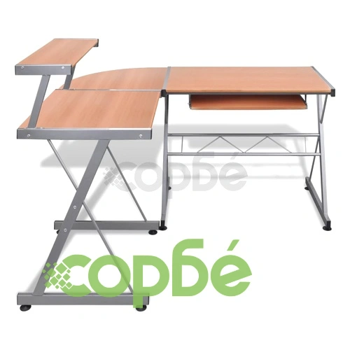 Работно бюро за компютър с изтеглящ плот за клавиатура, кафяво ➤ топ цена ➤ sorbe.bg