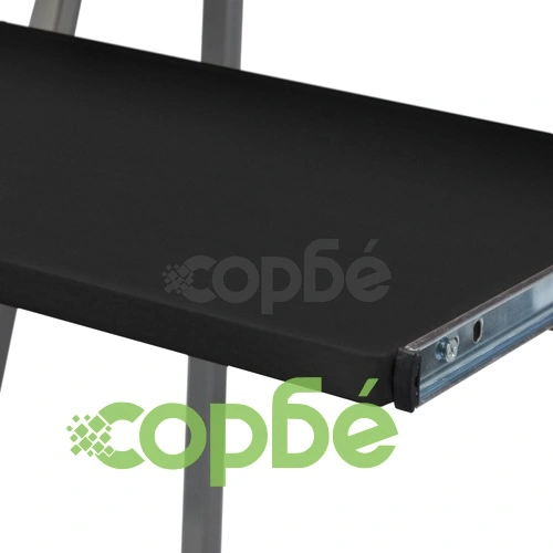 Бюро за компютър с изтеглящ плот за клавиатура и горен рафт, черно ➤ топ цена ➤ sorbe.bg