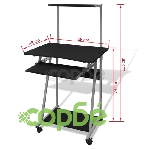 Бюро за компютър с изтеглящ плот за клавиатура и горен рафт, черно ➤ топ цена ➤ sorbe.bg