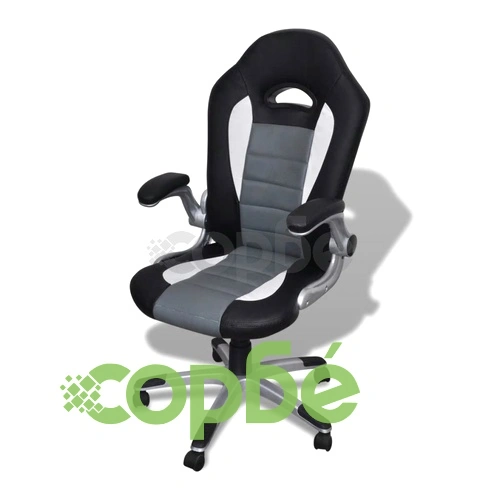 Офис стол от изкуствена кожа с модерен дизайн, сив ➤ топ цена ➤ sorbe.bg