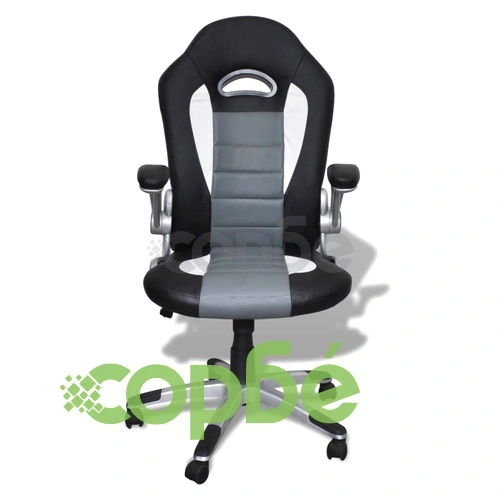 Офис стол от изкуствена кожа с модерен дизайн, сив ➤ топ цена ➤ sorbe.bg