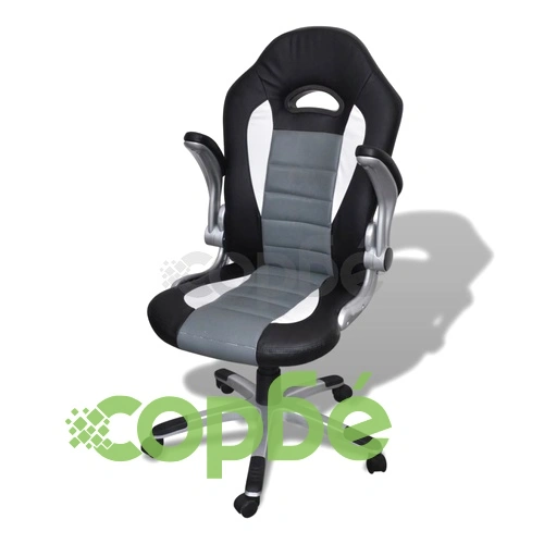 Офис стол от изкуствена кожа с модерен дизайн, сив ➤ топ цена ➤ sorbe.bg