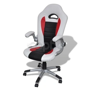 Елегантен офис стол от изкуствена кожа, цвят: бял