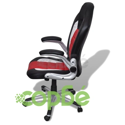 Офис стол от изкуствена кожа с модерен дизайн, червен ➤ топ цена ➤ sorbe.bg