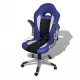 Елегантен офис стол от изкуствена кожа, цвят: син