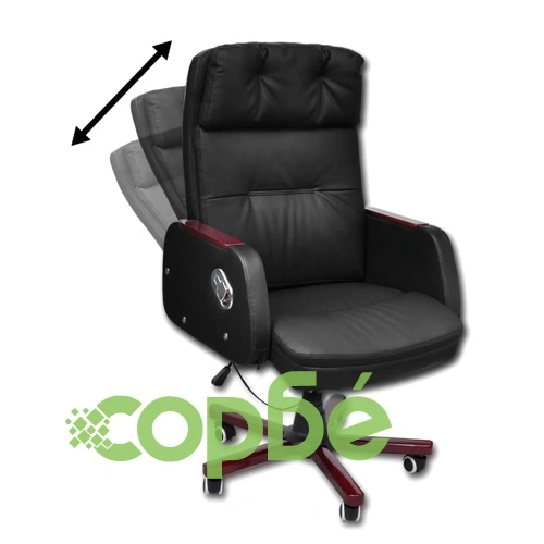 Офис стол реклайнер, изкуствена кожа, черен, висококачествен ➤ топ цена ➤ sorbe.bg