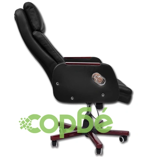 Офис стол реклайнер, изкуствена кожа, черен, висококачествен ➤ топ цена ➤ sorbe.bg