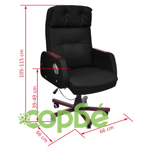 Офис стол реклайнер, изкуствена кожа, черен, висококачествен ➤ топ цена ➤ sorbe.bg