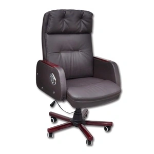 Офис стол реклайнер, изкуствена кожа, кафяв