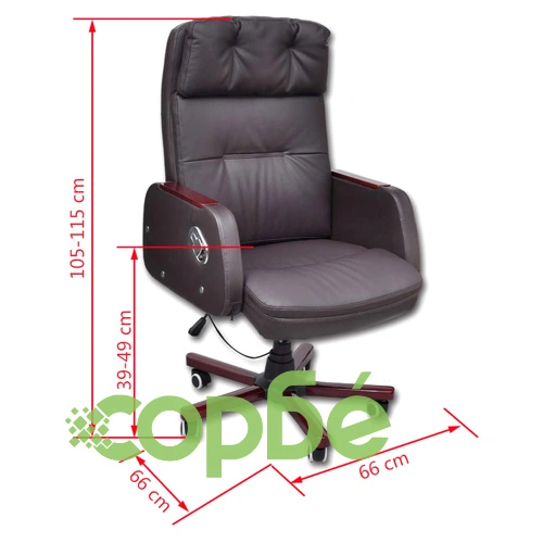 Офис стол реклайнер, изкуствена кожа, кафяв ➤ топ цена ➤ sorbe.bg