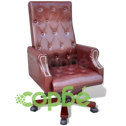 Офис стол от изкуствена кожа, регулируем, въртящ се, кафяв ➤ топ цена ➤ sorbe.bg