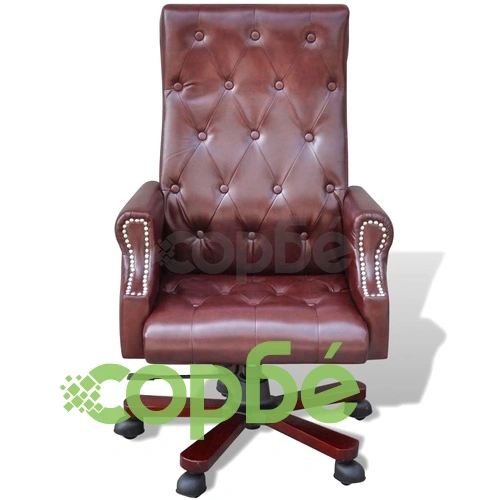 Офис стол от изкуствена кожа, регулируем, въртящ се, кафяв ➤ топ цена ➤ sorbe.bg