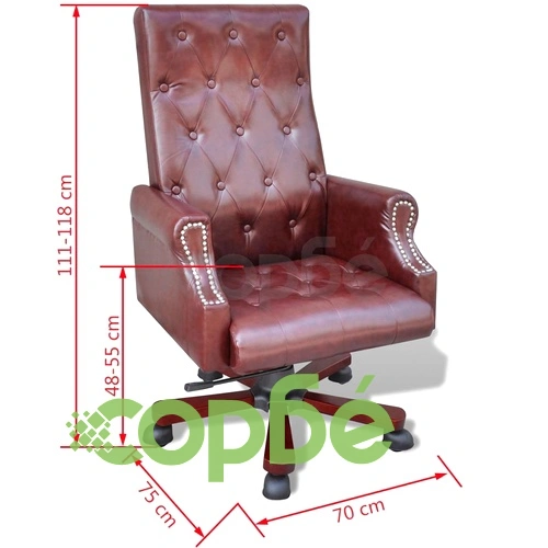 Офис стол от изкуствена кожа, регулируем, въртящ се, кафяв ➤ топ цена ➤ sorbe.bg