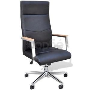 Офис стол от изкуствена кожа, регулируем, въртящ се, черен