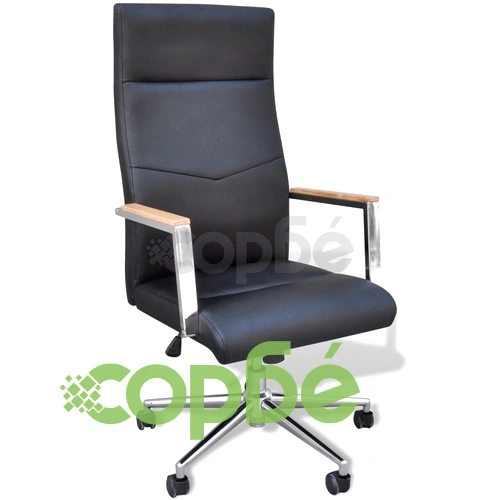 Офис стол от изкуствена кожа, регулируем, въртящ се, черен ➤ топ цена ➤ sorbe.bg