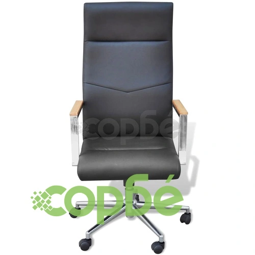 Офис стол от изкуствена кожа, регулируем, въртящ се, черен ➤ топ цена ➤ sorbe.bg