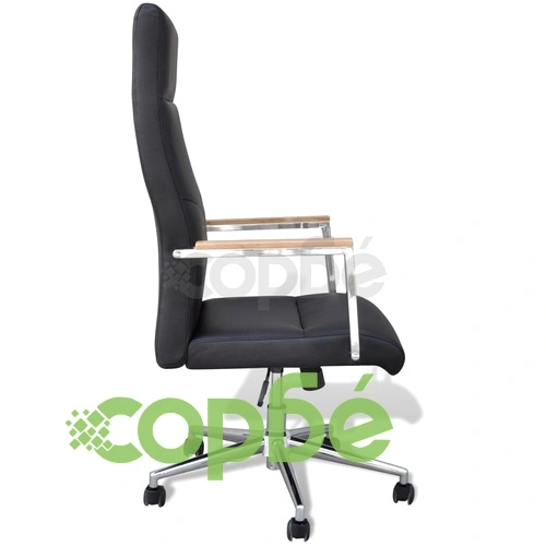 Офис стол от изкуствена кожа, регулируем, въртящ се, черен ➤ топ цена ➤ sorbe.bg