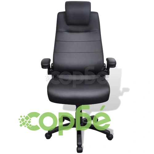 Черен въртящ се стол от изкуствена кожа, регулируем ➤ топ цена ➤ sorbe.bg