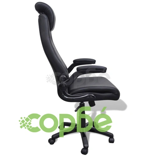 Черен въртящ се стол от изкуствена кожа, регулируем ➤ топ цена ➤ sorbe.bg